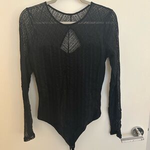 Elegant Black Lace Bodysuit Top